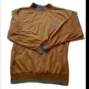Vanderbilt L brown and teal faux turtleneck sweater